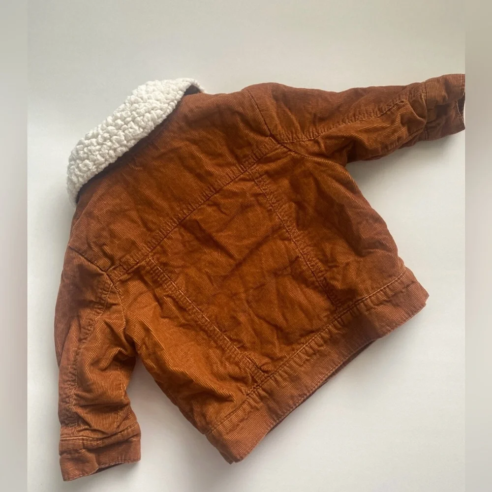 Old Navy Brown Corduroy Shacket Brown Sherpa Jacket Button Down Shirt 3-6 m
